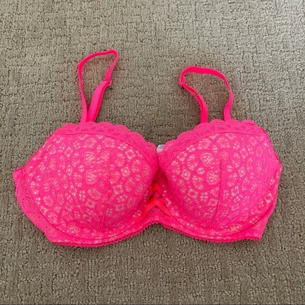 Victoria's Secret Hot Pink Lace Push-Up Bra